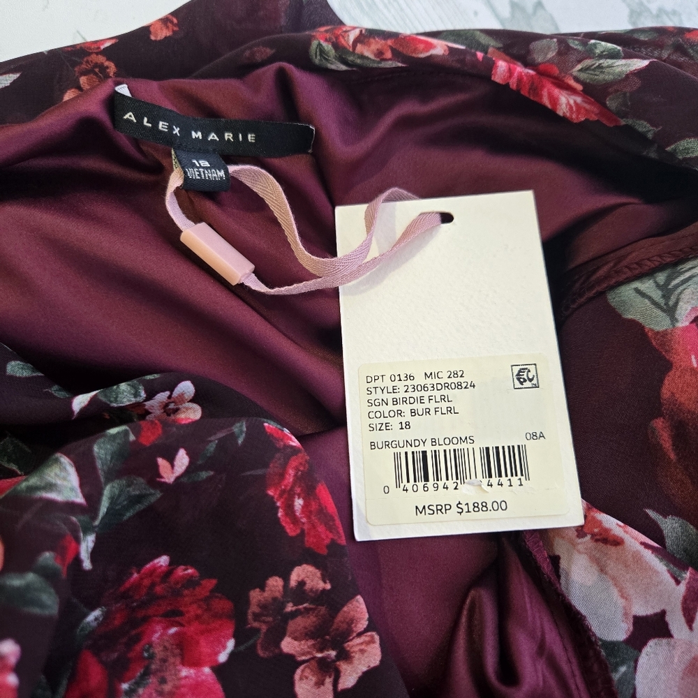 Alex Marie Birdie Chiffon Floral Print Cowl Neck  Tie Waist Ruffles Plus Size 18 - Picture 8 of 10
